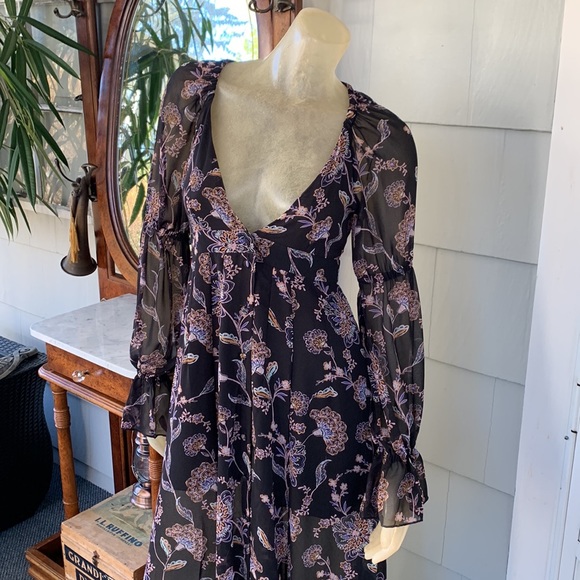 Olivaceous Chiffon Polyester Floral Maxi Black Sheer - Picture 5 of 9